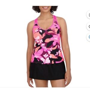 Women's Pink Floral Swim Top